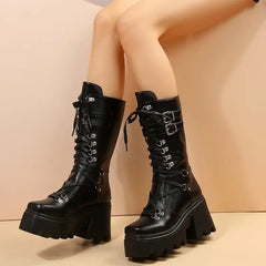 Winter Fashion Mid Tube Platform Gothic Boot