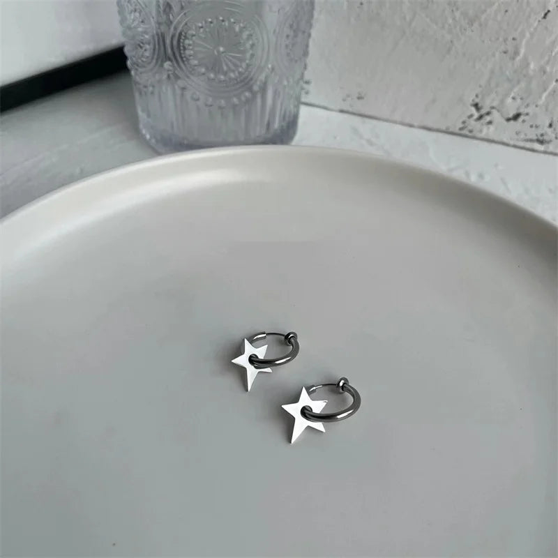 Gothic Demon Wings Cross Chain Stud Earring