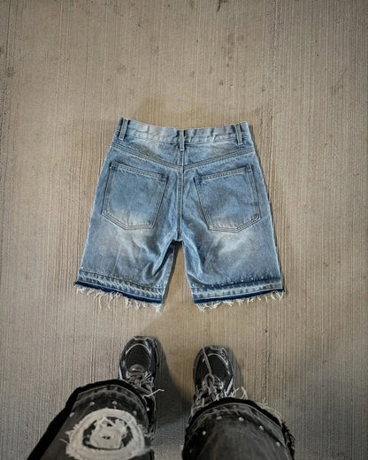 Hole Letter Embroidery Short