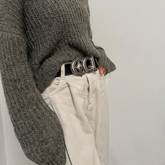 Genuine Gothic Leather Retro Buckle Belt