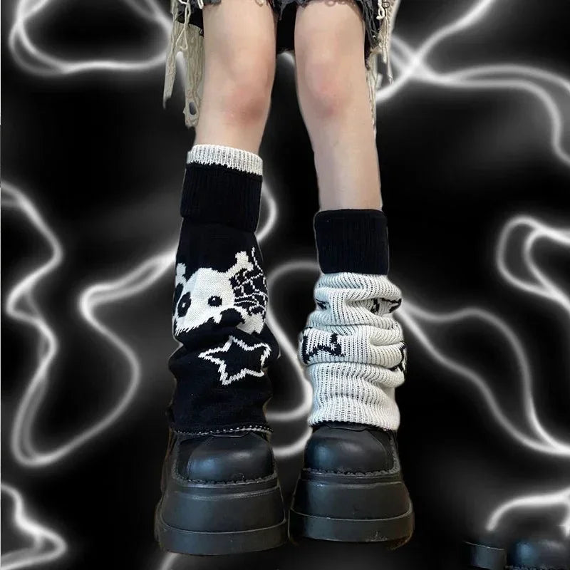Gothic Knitted Star Cross Leg Sock