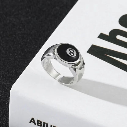 Punk Gothic Billiard Number Adjustable Ring