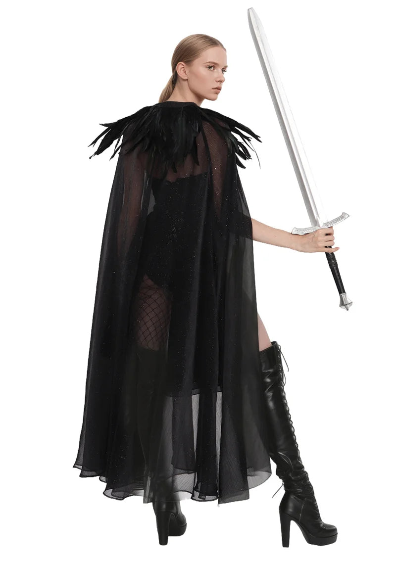 Gothic Feather Collar Cloak