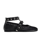 Genuine Leather Mary Jane Square Toe Snap Ballet Flat