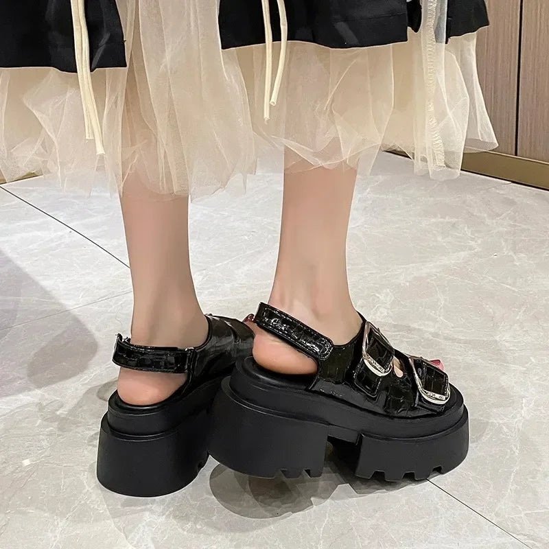 Thick Sole Gothic Buckle Sandal