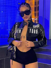 Button Zip Detail Crop Jacket