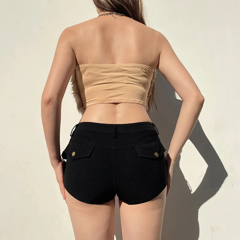 Metal Buckle Low Waist Short