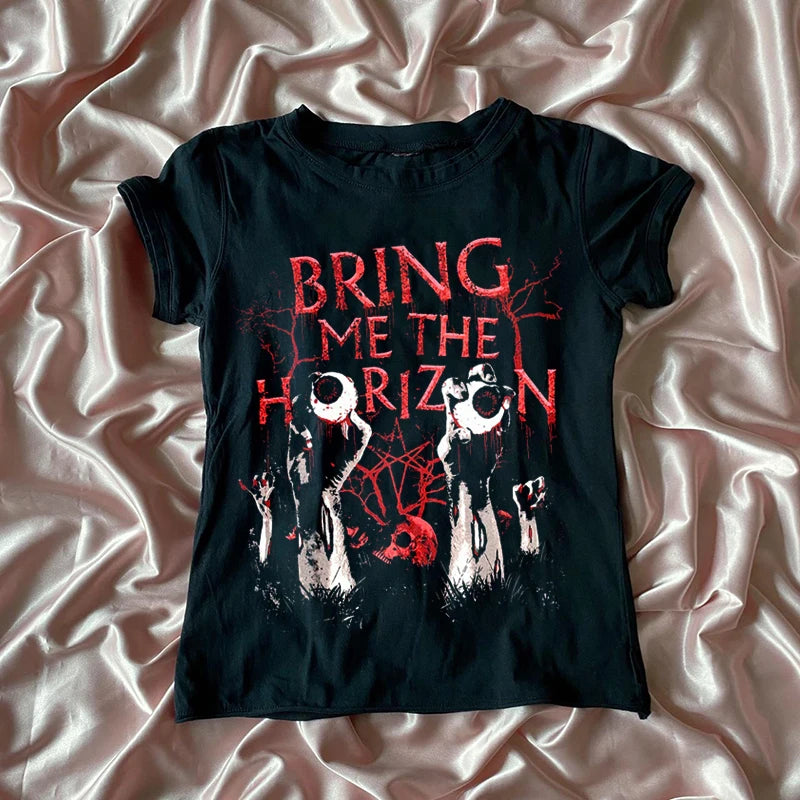 Vintage Gothic Letter Print Cotton T-shirt Main image