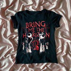 Vintage Gothic Letter Print Cotton T-shirt