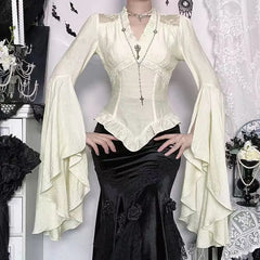 Slim Fit Gothic Blouse Long Sleeve