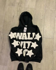 Gothic Star Patch Oversized Hoodie