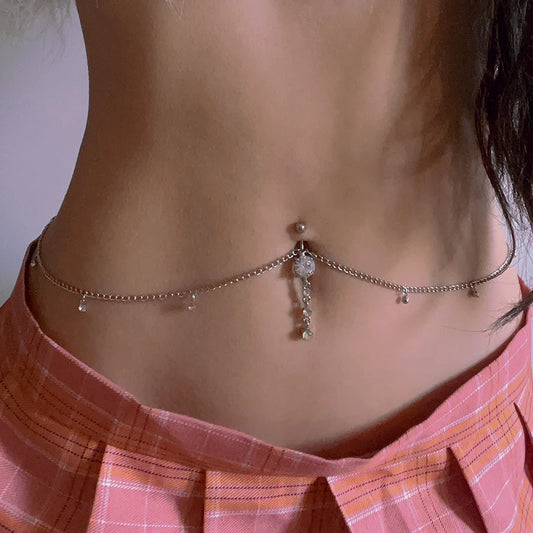 Rhinestone Chain Gothic Dangle Belly Ring