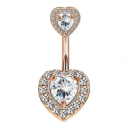Heart Crystal Dangle Gothic Belly Ring