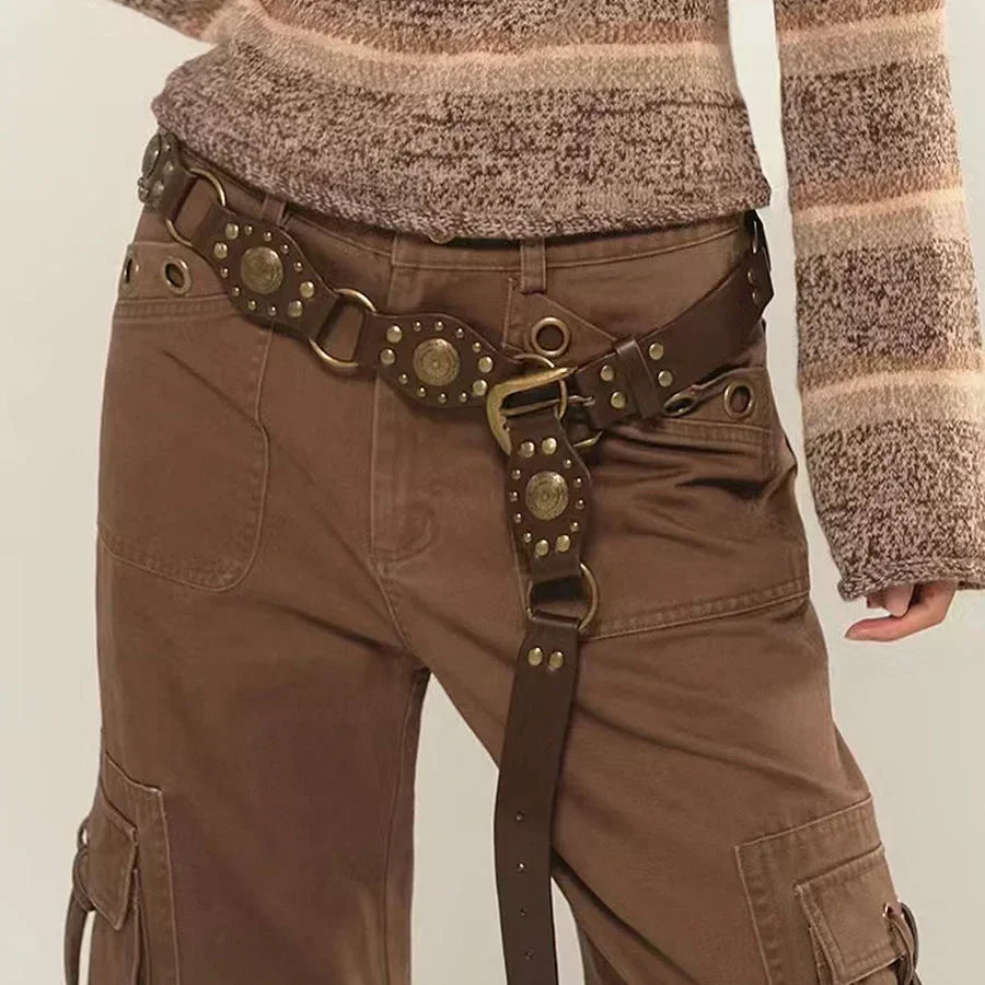 Cowboy Gothic Metal Vintage PU Leather Belt