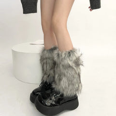 Gothic Faux Fur Vintage Sock