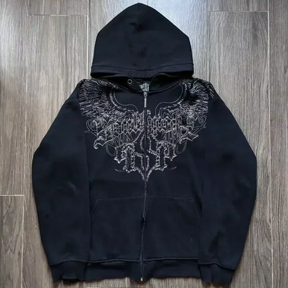 Gothic Skull Print Oversized Hoodie