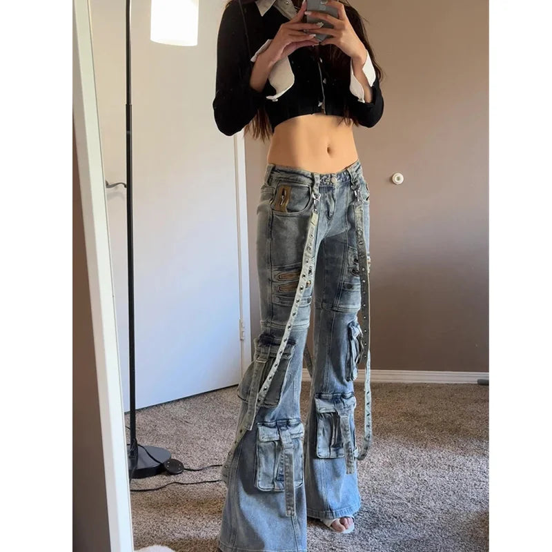Blue Gothic High Waisted Pant