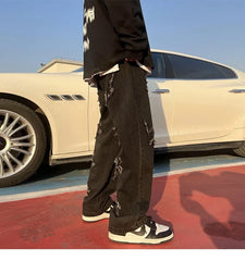 Embroidered Flare Denim Pants