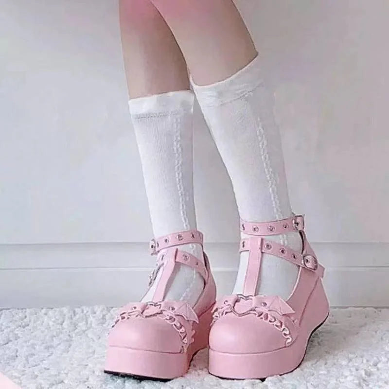 Sweet Heart Buckle Mary Janes Gothic Platform Boot