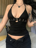Bandage Black Backless Lace Up Crop Top