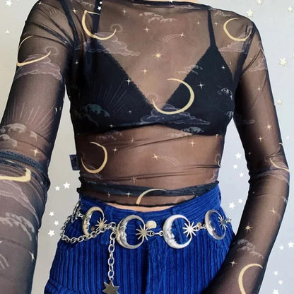 Harajuku Gothic Punk Moon Metal Belt