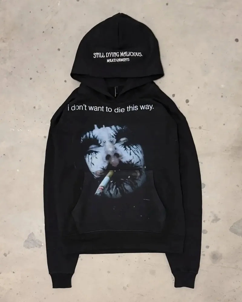 Gothic Cartoon Letter Oversized Hoodie