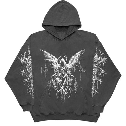 Gothic Graphic Print Zip Hoodie