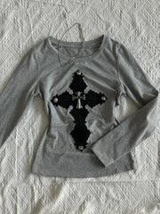 Vintage Gothic Long Sleeve Cotton T-shirt