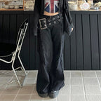 Punk Gothic Wide Belt Denim Pant