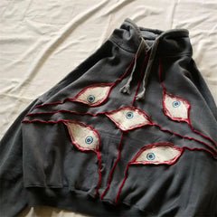 Gothic Retro Eye Patchwork Hoodie