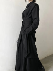 Unisex Black Split Hem Long Coat