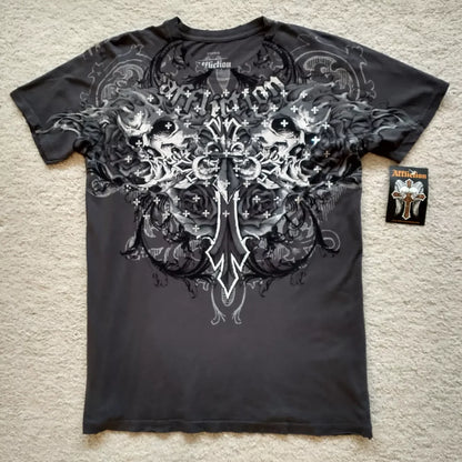 Grunge Wings Print Cotton T-shirt