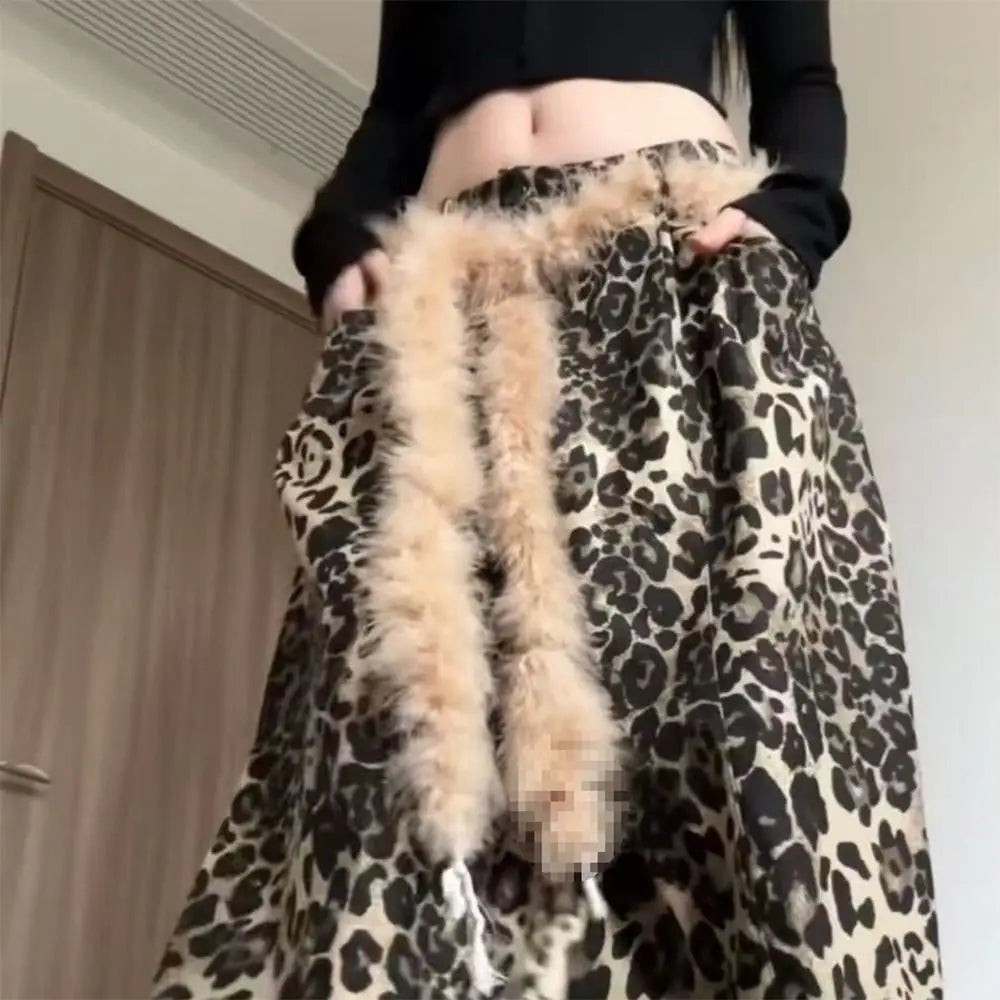 Y2K Gothic Punk Fur Plush Waist Chain Belt