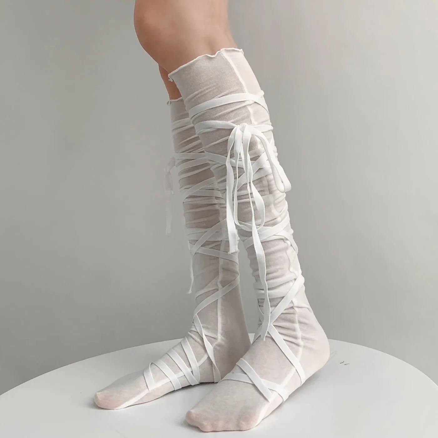 Gothic Ballet Strappy Thin Sock