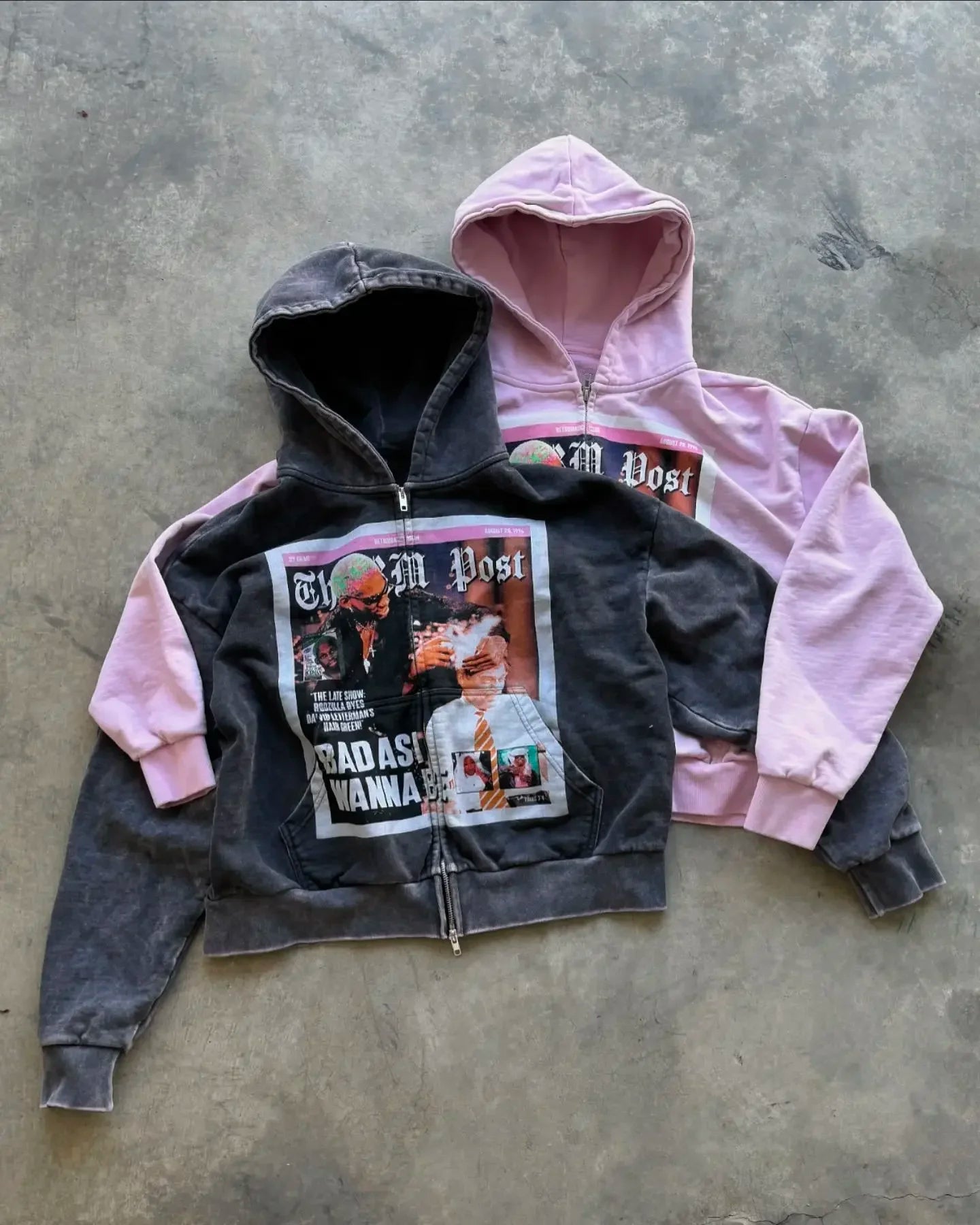 Gothic Punk Print Zip Hoodie
