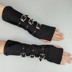 Gothic Metal Button Strap Glove