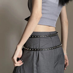 Punk Gothic Cowboy Double Loop Rivet Belt