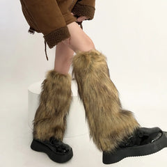 Gothic Faux Fur Retro Winter Sock