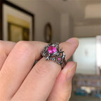 Kpop Y2K Crystal Heart Adjustable Gothic Ring