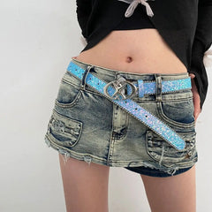Y2K Gothic Sequins Adjustable Jeans Belt