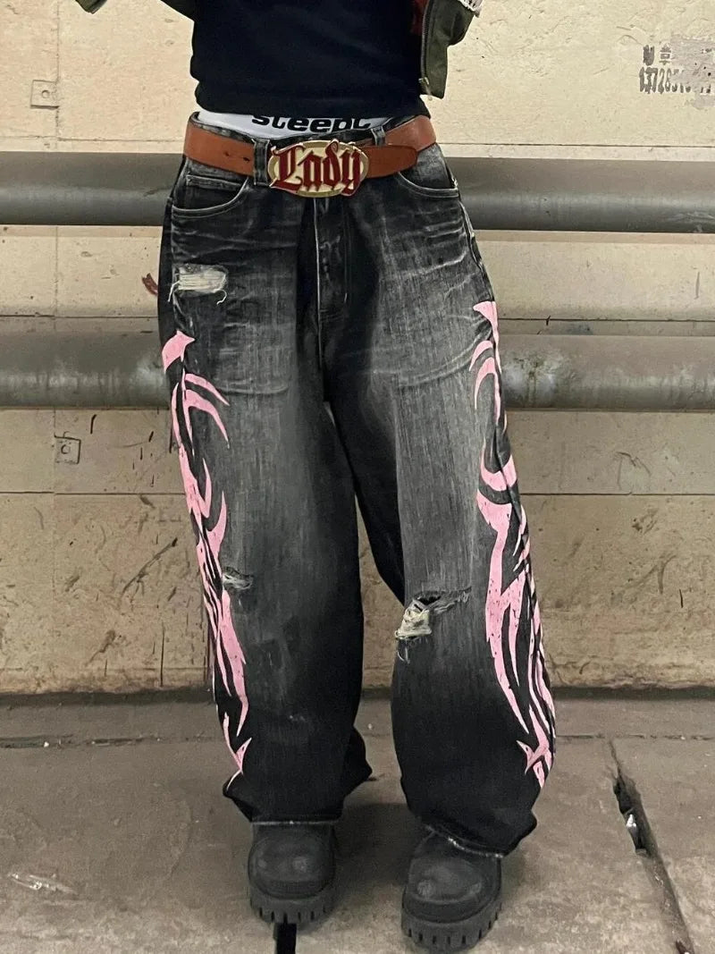 Washed Blade Print Gothic Pant