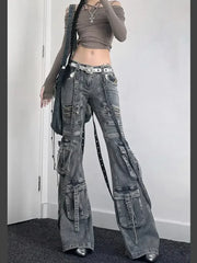 Slim Fit Gothic Lace-up Vintage Pant
