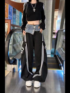 Black Gothic Skirt Parachute Denim Pant