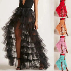Ruffles Tulle Floor-Length Skirt