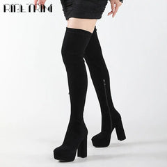 Sexy Platform Motorcycle Knee High Gothic Boot