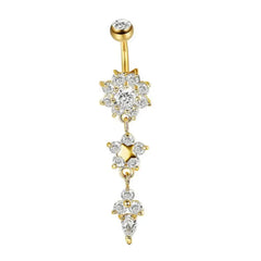 Gold CZ Butterfly Heart Gothic Belly Ring