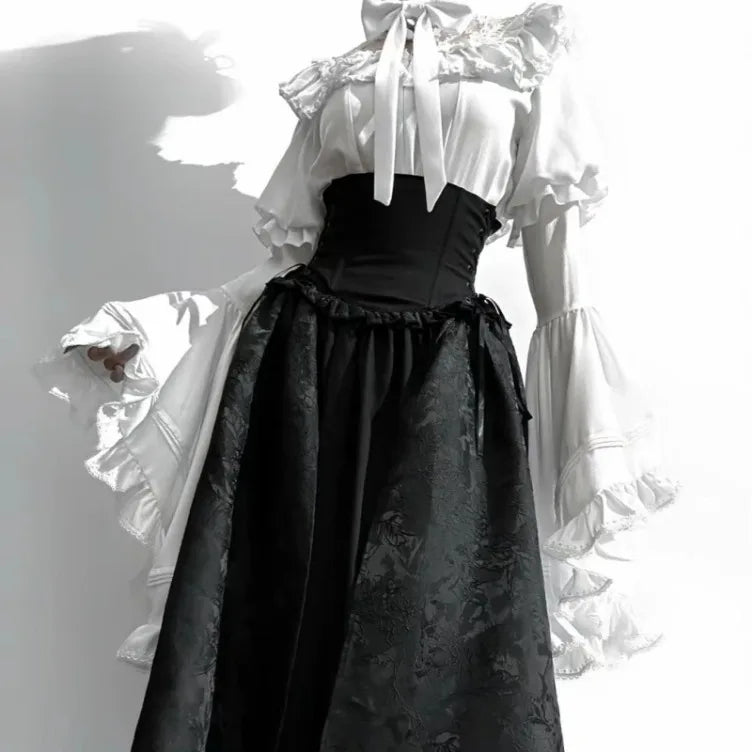 Flare Sleeve Lace Patchwork Blouse