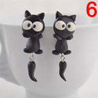 Halloween Black Spider Charm Stud Earring