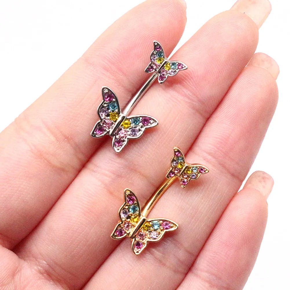 Gothic Butterfly Pendant Belly Ring