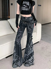 Printing Gothic Flare Slim Pant